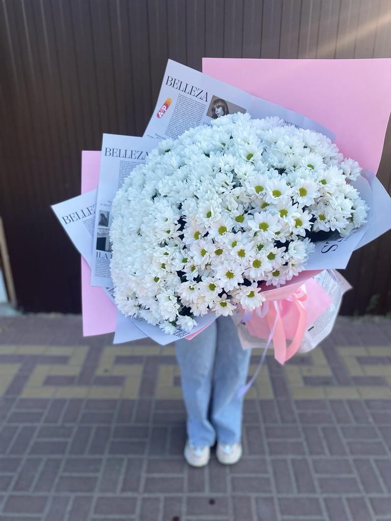 Хризантема белая кустовая букет 51 шт. 50 см. (Голландия)